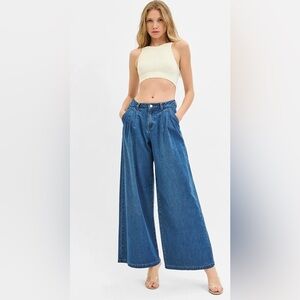 RISEN mid rise fit Wide-Leg Blue Jeans for Women 15/32